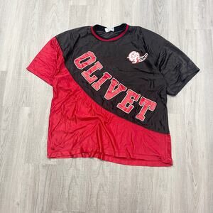 VINTAGE 90s Olivet College Blokecore Jersey Size Large L Mens Black Red 1990s